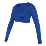 royal long sleeve Champion V-Neck Crop Top