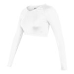 white long sleeve Champion V-Neck Crop Top