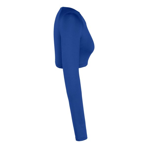 royal long sleeve Champion V-Neck Crop Top, side view