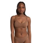 Mocha Capezio Seamless Clear Back Bra, front view