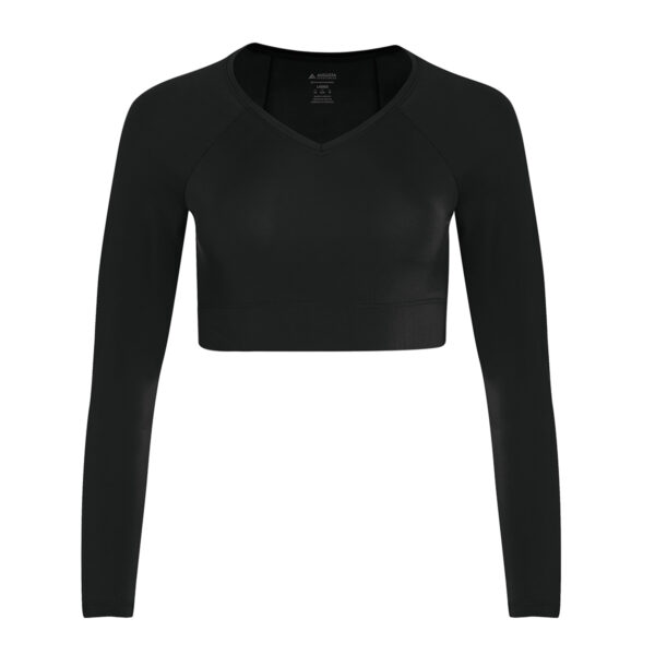 black augusta v-neck liner, front view