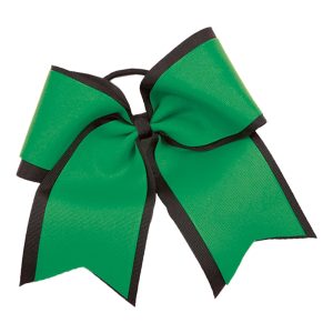 Two-Layer Basic Tailed cheer bow in green and black