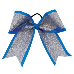 Two-Layer cheer bow with Glitter blue and silver