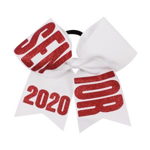 White white red glitter Senior Bow with Year cheerleading bow