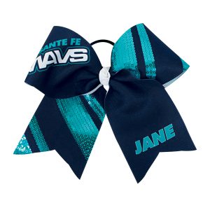 Teal and Navy Bold Stripes Spangles Cheerleading Bow