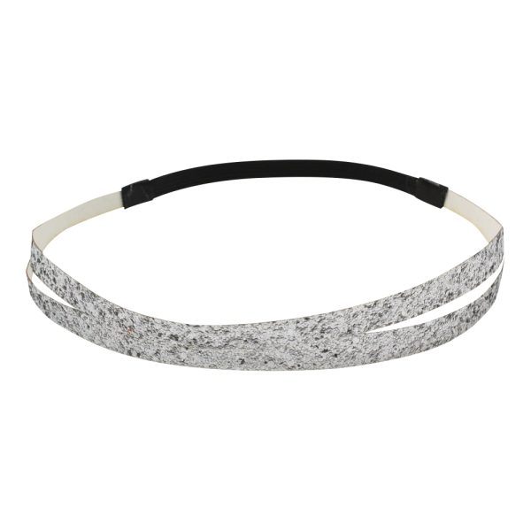 silver double row canvas glitter headband