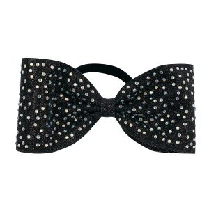 glitter bow with rhinestones in black