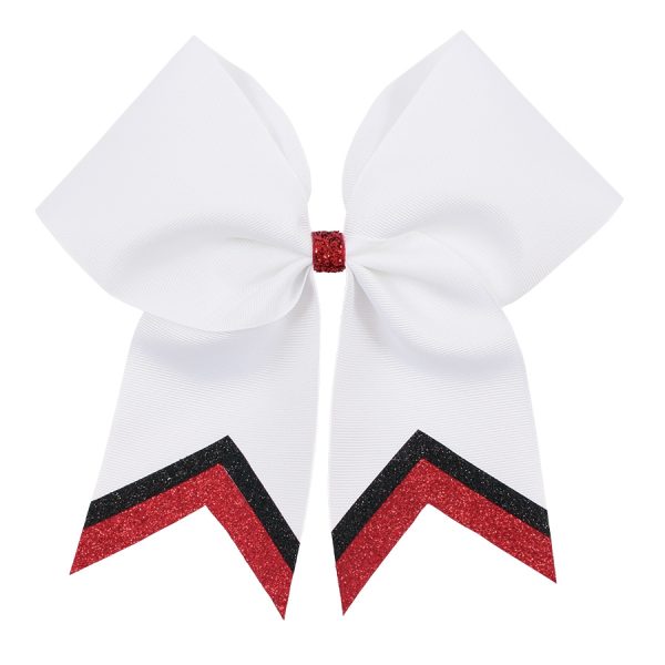 Solid cheer bow with Glitter Arrows in white with black and red arrows