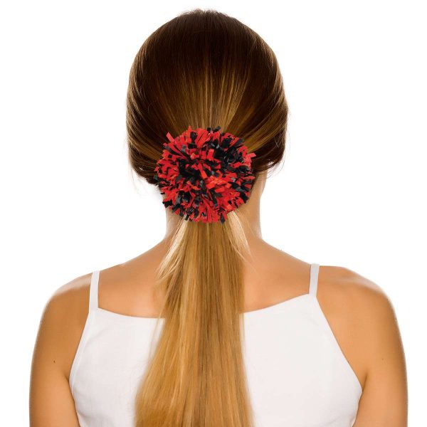 black/red Two Color Plastic Shoe Pom in models hair