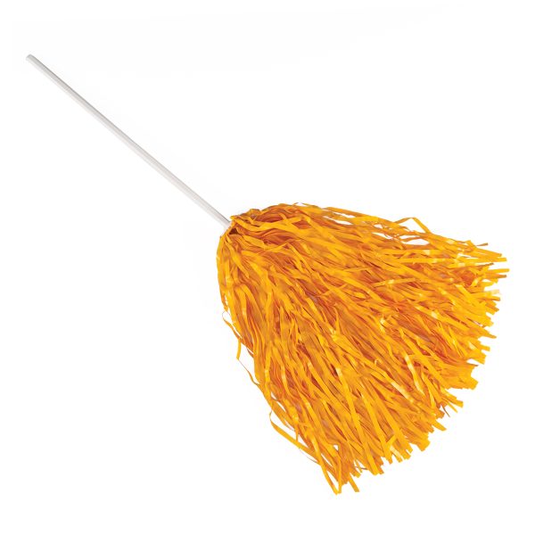 bright gold plastic rooter pom with a long white handle