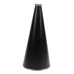 black riveted cheerleading megaphone with silver mouth piece and bottom rim