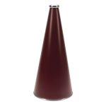maroon riveted cheerleading megaphone with silver mouth piece and bottom rim