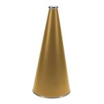 metallic gold riveted cheerleading megaphone with silver mouth piece and bottom rim
