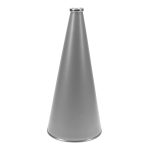 metallic silver riveted cheerleading megaphone with silver mouth piece and bottom rim