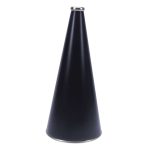 navy riveted cheerleading megaphone with silver mouth piece and bottom rim