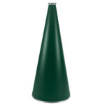 Dark Green 30 inch riveted cheerleading megaphone with silver mouth piece and bottom rim, front view