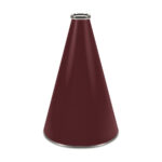 Maroon 15 inch riveted cheerleading megaphone with silver mouth piece and bottom rim, front view