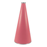 pink 22 inch riveted cheerleading megaphone with silver mouth piece and bottom rim, front view
