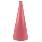 Pink 30 inch riveted cheerleading megaphone with silver mouth piece and bottom rim, front view