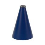 Royal 12 inch riveted cheerleading megaphone with silver mouth piece, front view