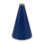 Royal 15 inch riveted cheerleading megaphone with silver mouth piece and bottom rim, front view
