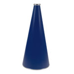 Royal 22 inch riveted cheerleading megaphone with silver mouth piece and bottom rim, front view