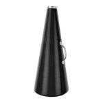 black molded molded cheerleading megaphone with silver mouth piece and handle