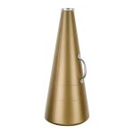metallic gold molded cheerleading megaphone with silver mouth piece and handle