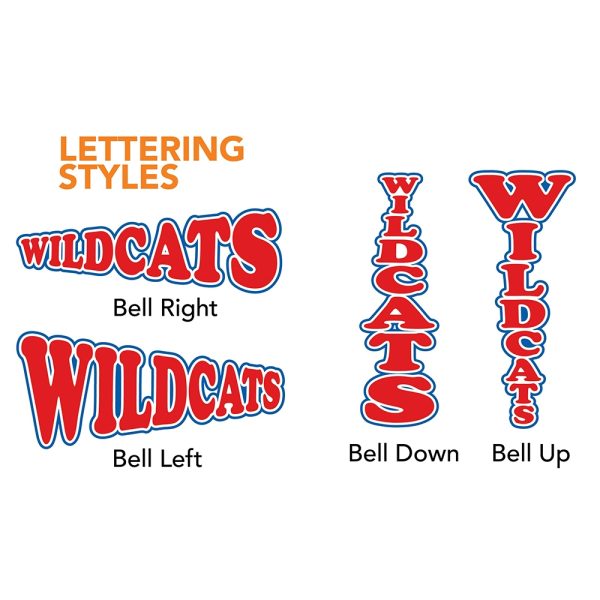 molded megaphone custom decal lettering styles, for assistance contact our sales team