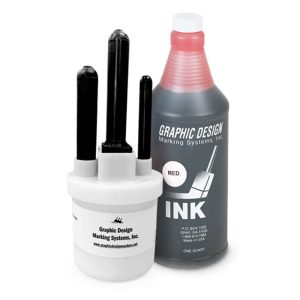 Graphic Design Marking System 1 Color Kit with three Brushes, ink well, and Ink Pint
