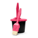 chromark ink well with hot pink 2 slot lid and 2 brushes