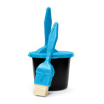 chromark ink well with light blue 2 slot lid and 2 brushes