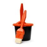 chromark ink well with orange 2 slot lid and 2 brushes