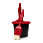 chromark ink well with red 2 slot lid and 2 brushes