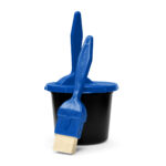 chromark ink well with blue 2 slot lid and 2 brushes