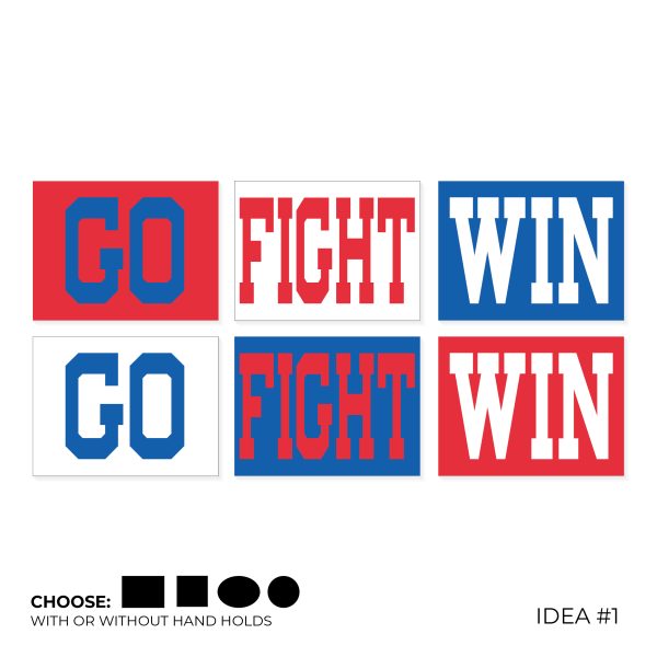 custom cheer flip sign ideas red, white, blue that says go fight win
