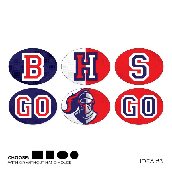 custom cheer flip sign ideas, navy, red, white