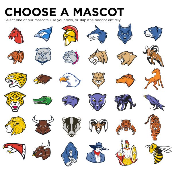 custom cheer flip sign mascot options, for assistance contact our sales team
