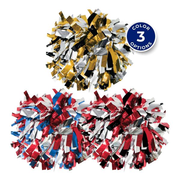 color selection of 6" Three-Color Metallic Cheerleading Show Pom Poms