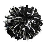 black Metallic Sparkle Cheerleading Dance Pom with Silver accents