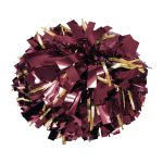 Maroon Metallic Sparkle Cheerleading Dance Pom with gold accents