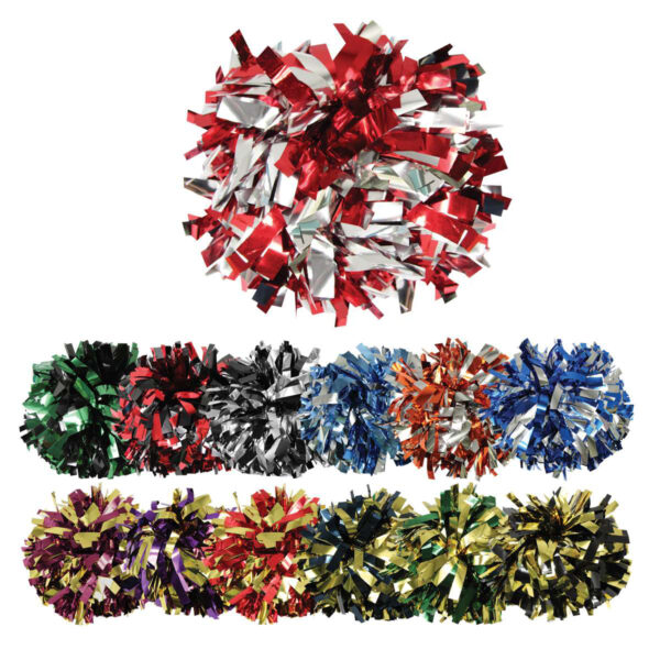 Color selection of 6" Two-Color Metallic Cheerleading Show Pom Poms