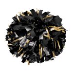 black metallic cheerleading show poms with gold metallic accents