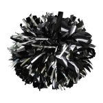 black metallic cheerleading show poms with silver metallic accents