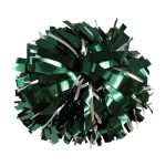 forest metallic cheerleading show poms with silver metallic accents