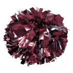 maroon metallic cheerleading show poms with silver metallic accents