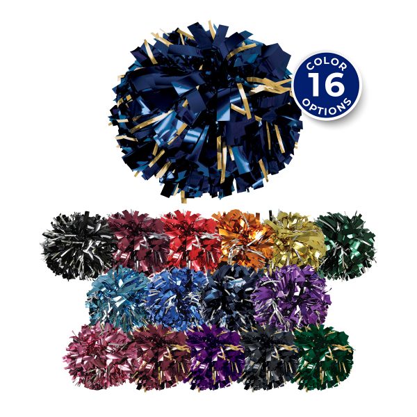 color selection of 6" Metallic Sparkle Cheerleading Pom Poms