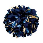 navy metallic cheerleading show poms with gold metallic accents