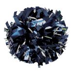 navy metallic cheerleading show poms with silver metallic accents