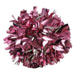 pink metallic cheerleading show poms with silver metallic accents